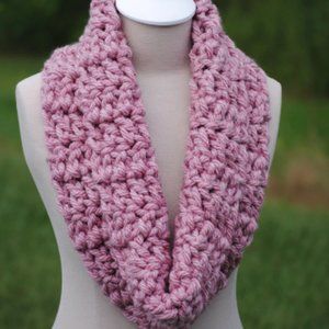 Crochet Dark Pink Thick Cowl/New